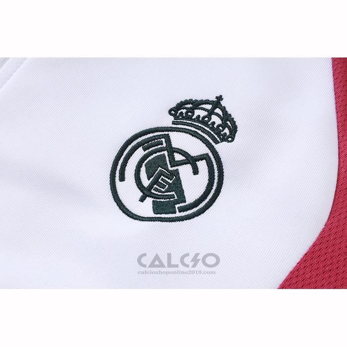 Tuta da Track di Giacca Real Madrid Bambino 2026-2027 Bianco Rosso